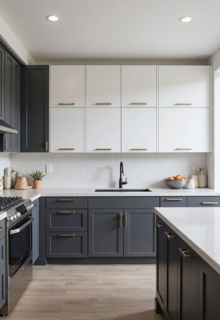 Two-Tone Cabinetry in Grey and White Kitchen