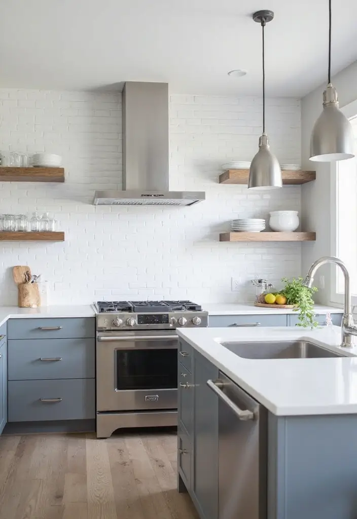 Subway Tile Backsplash in Grey and White Kitchen