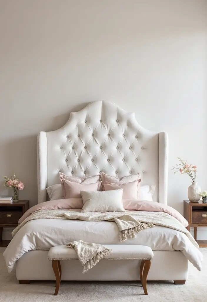 Tufted White Headboard