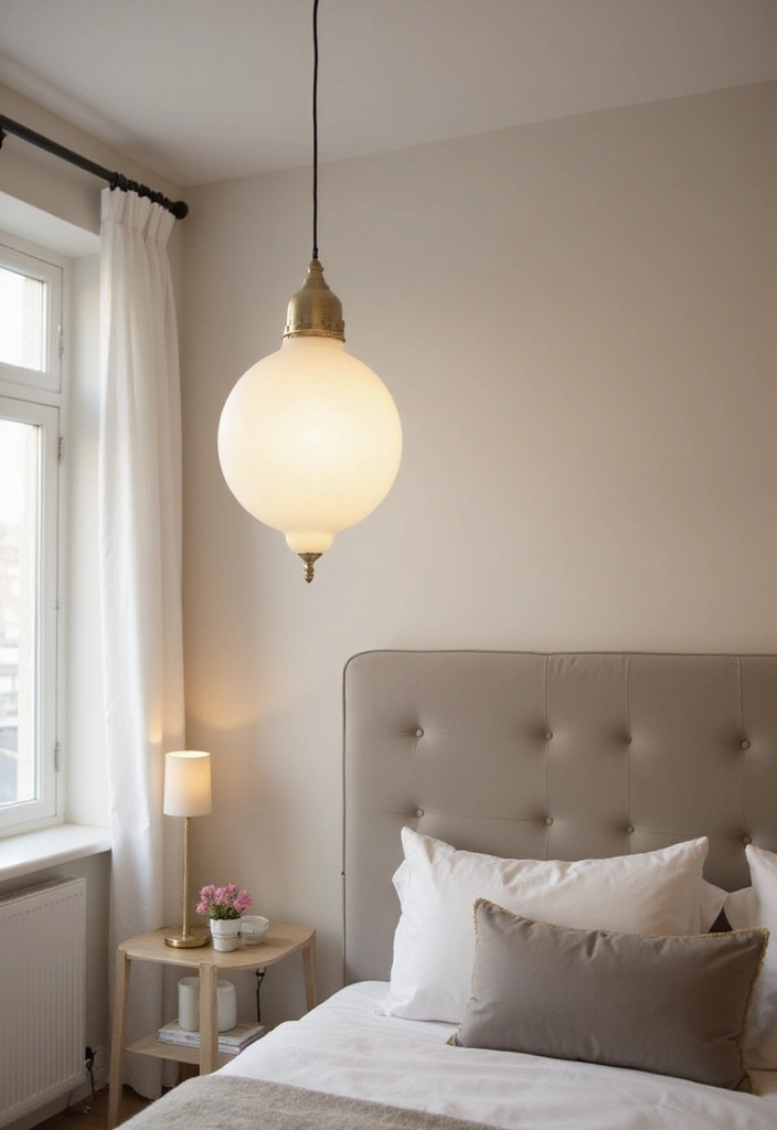 White Pendant Light in a Bedroom