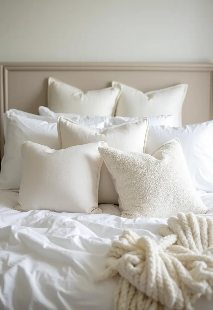 White Textured Throw Pillows