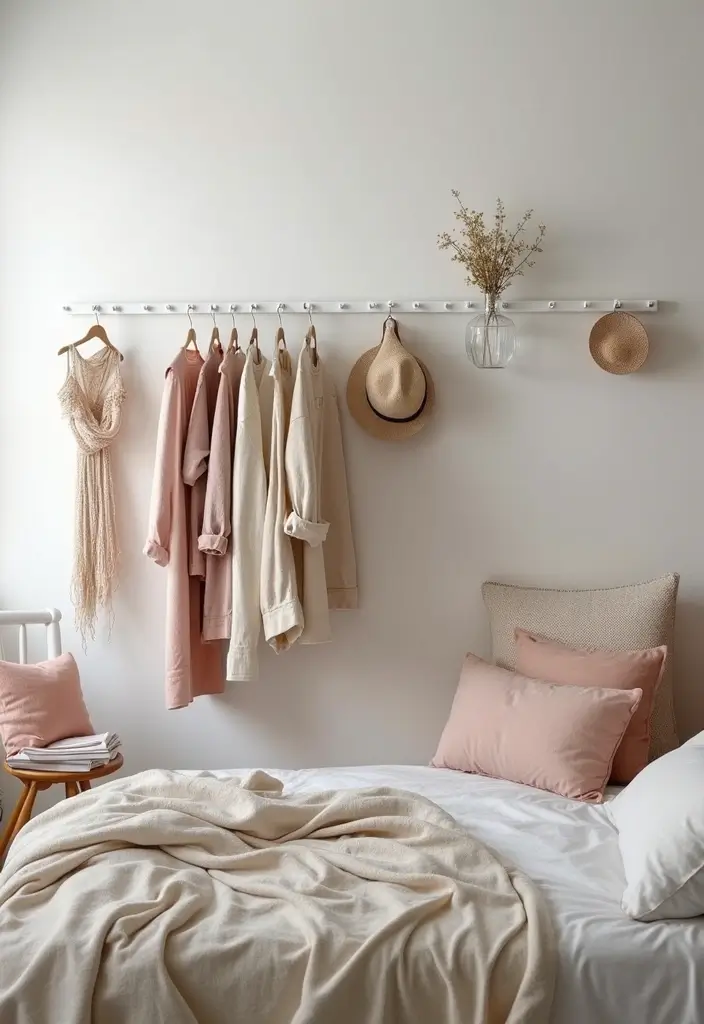 White Wall Hooks and Peg Rails