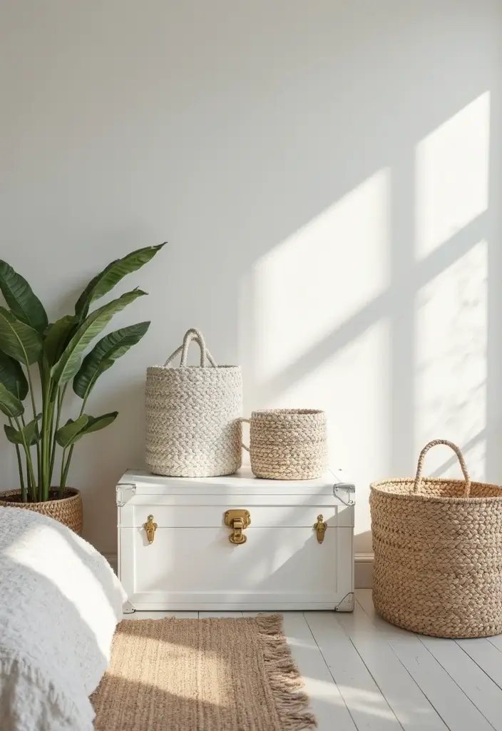 White Storage Trunks and Baskets