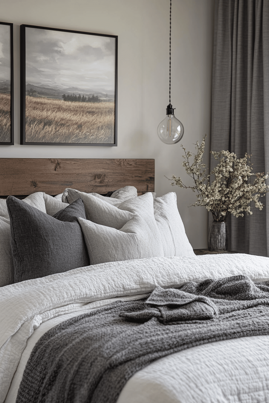 Monochrome styled guest room