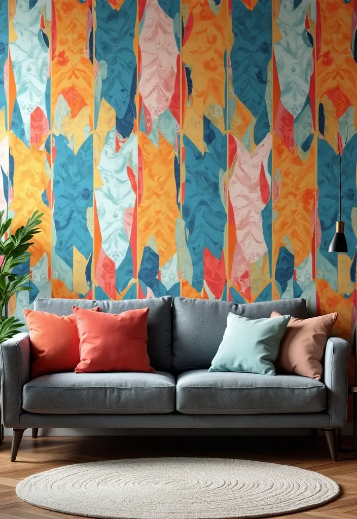 Vibrant Accents with Charcoal Grey Sofa