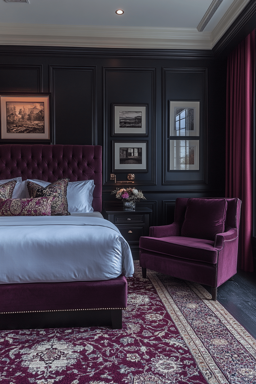 Luxurious guest room with rich colors