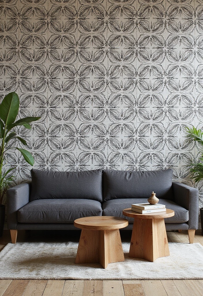 Warm Woods with Charcoal Grey Sofa
