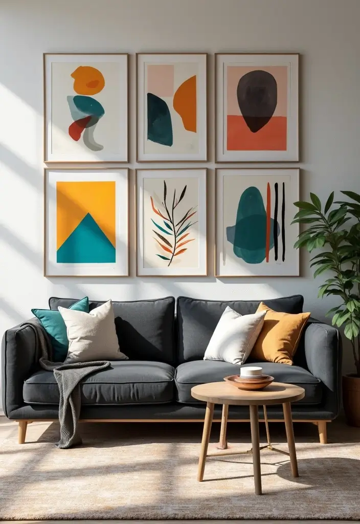 Incorporate Art with Charcoal Grey Sofa