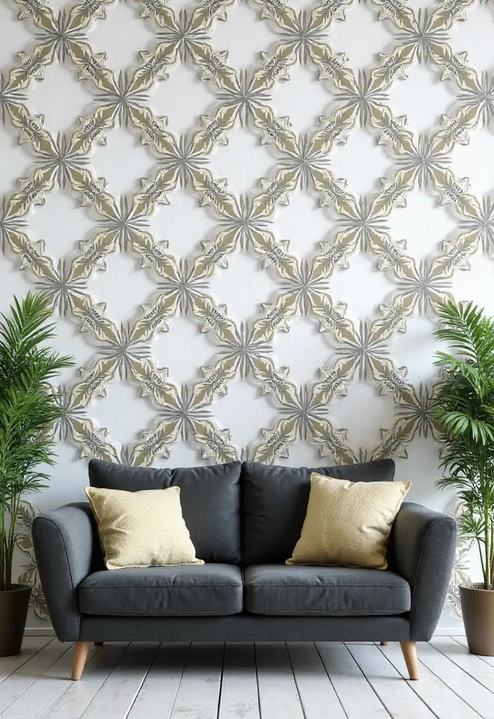 Greenery Touches with Charcoal Grey Sofa