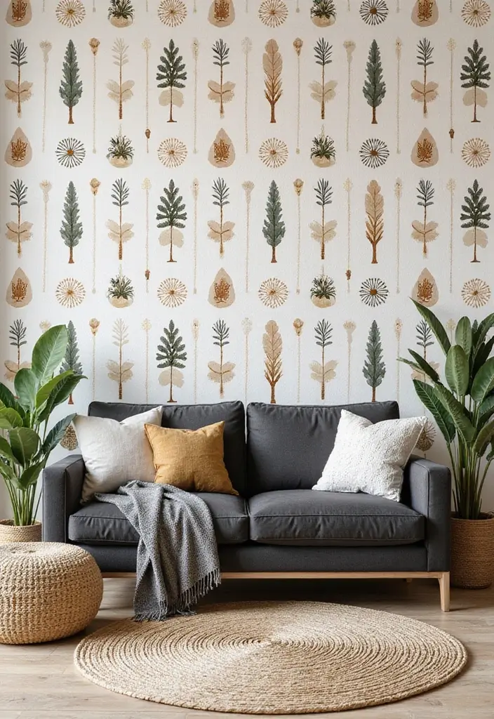 29 Ideas We Love: Sophisticated Living Rooms Featuring A Charcoal Grey Sofa - 25. Nature-Inspired Interiors