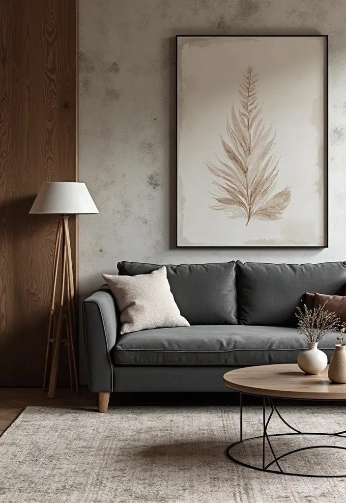 29 Ideas We Love: Sophisticated Living Rooms Featuring A Charcoal Grey Sofa - 26. Wall Texture Strategies