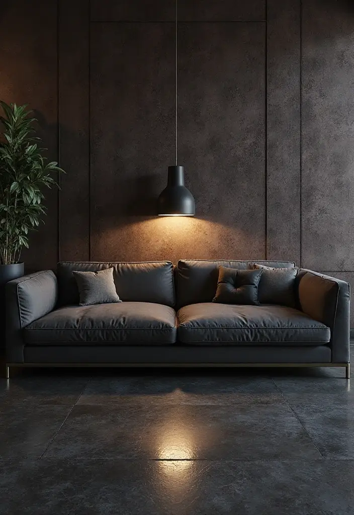 29 Ideas We Love: Sophisticated Living Rooms Featuring A Charcoal Grey Sofa - 29. Multi-Layered Lighting