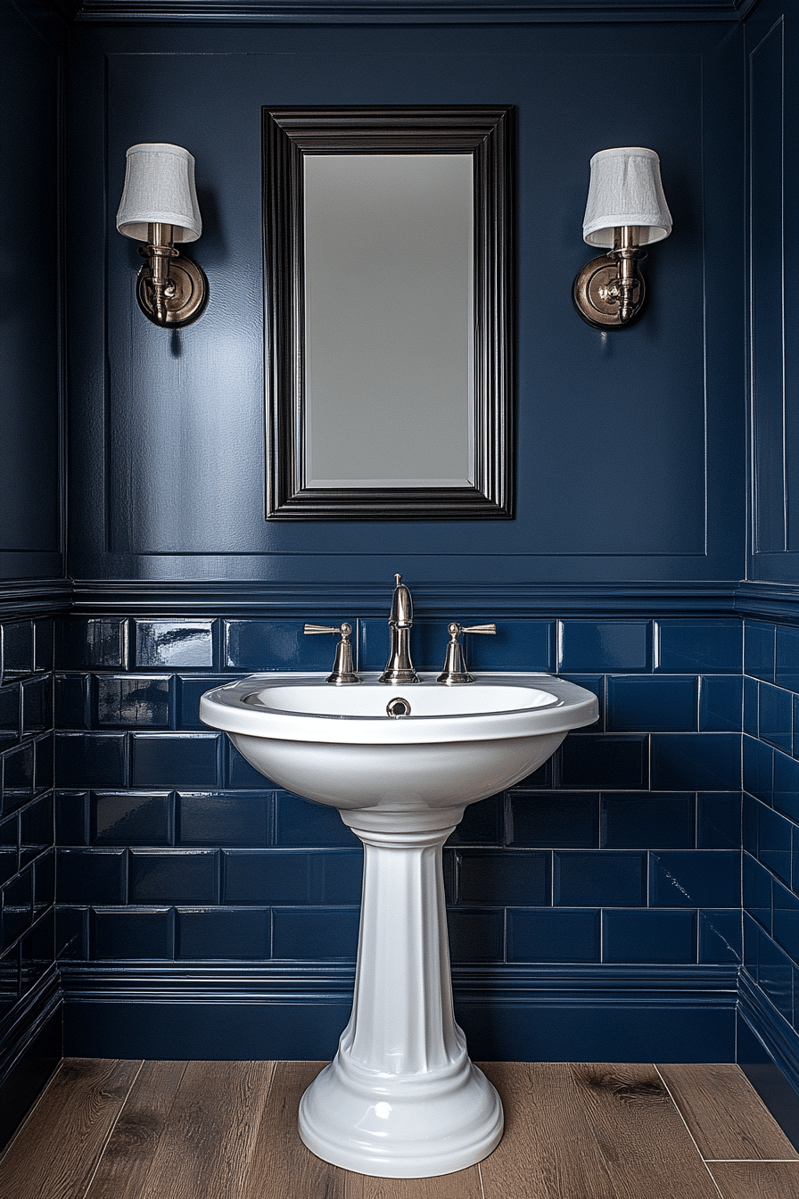 Navy and White Bathroom