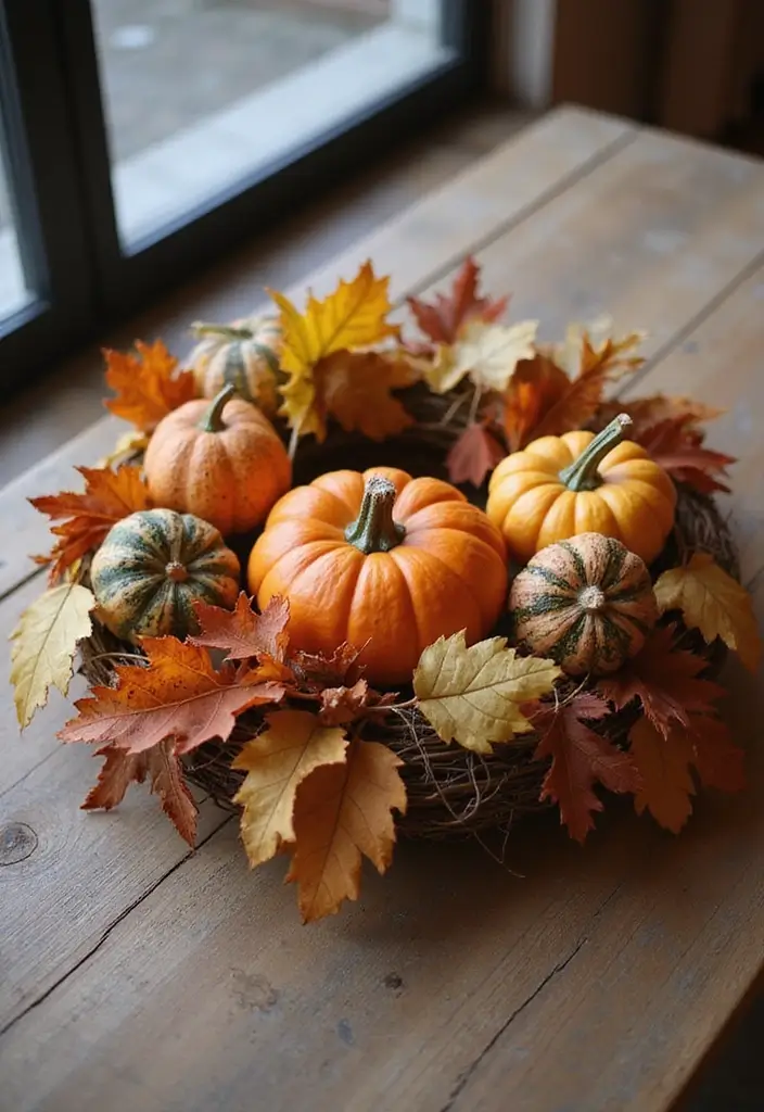 Autumn Wreath as Coffee Table Centerpiece