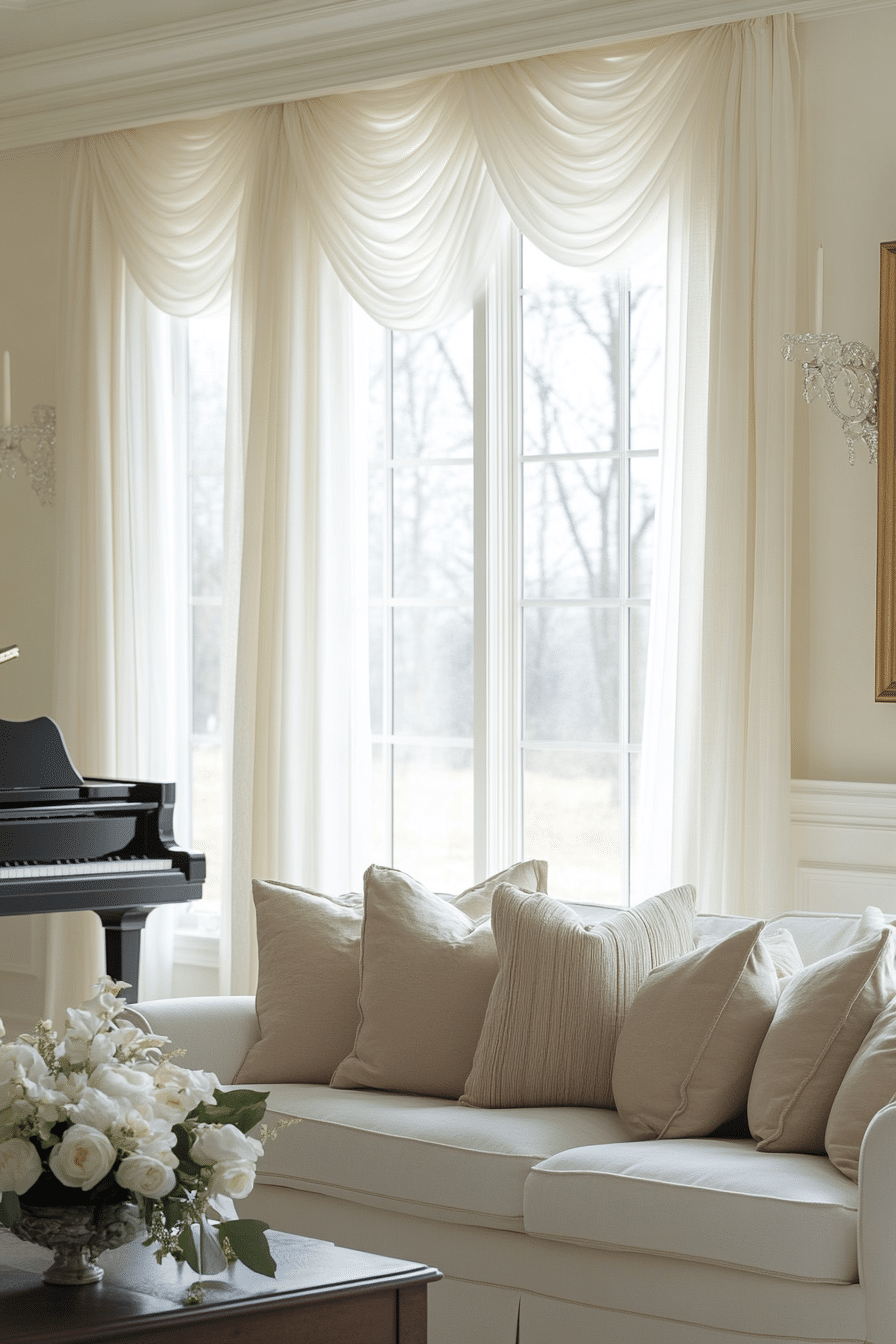 Sheer curtains in living room