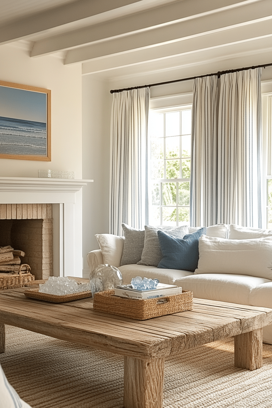 Striped coastal curtains