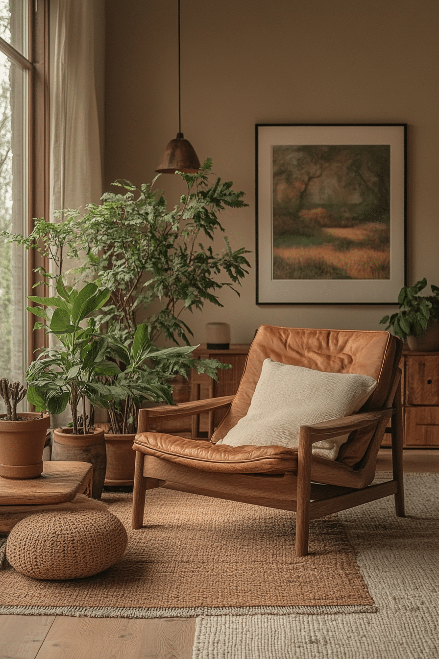 Earthy toned Scandinavian interior