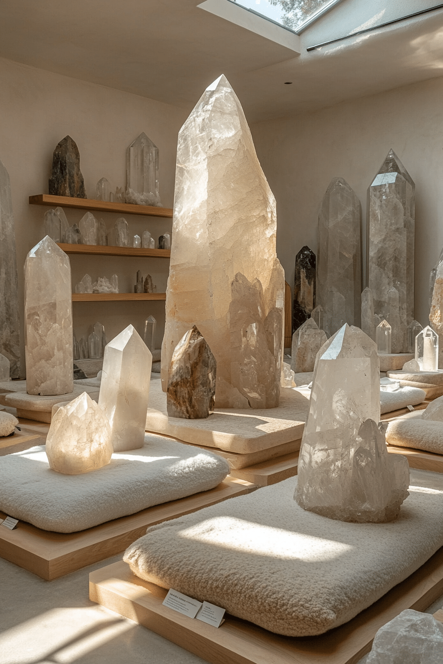 Meditation Room with Crystals and Soft Lighting