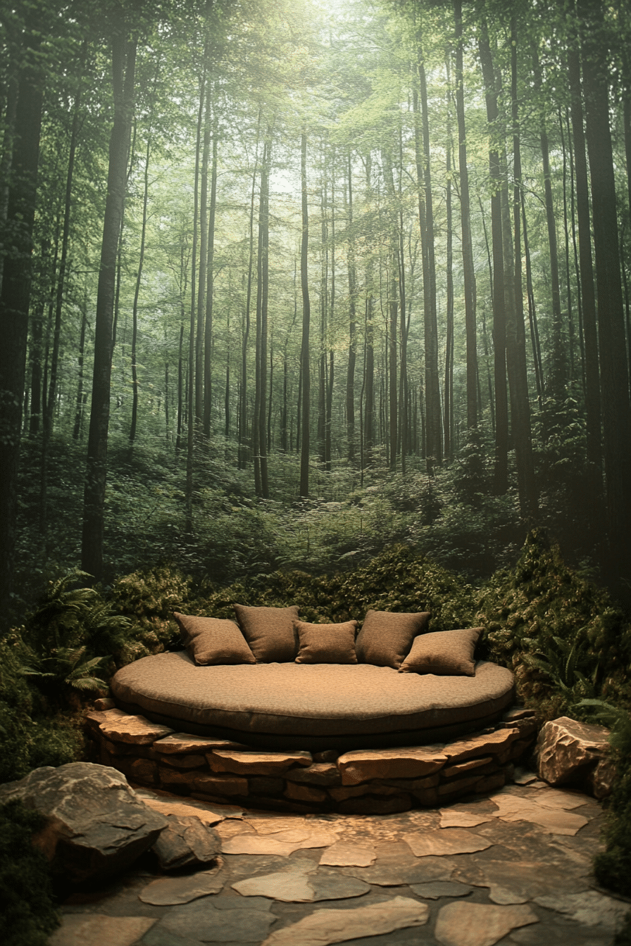 Meditation Room with Forest Artwork and Pine Scent