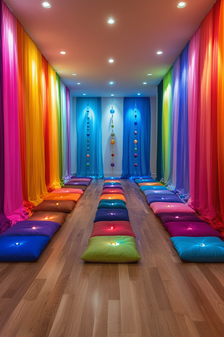 Meditation Room with Chakra Colors and Crystals