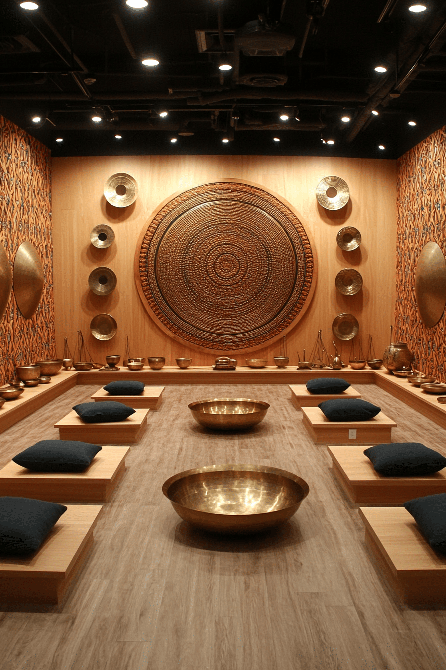 Meditation Room with Singing Bowls and Wind Chimes