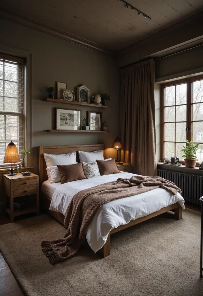 Dark Wood Accents in Bedroom
