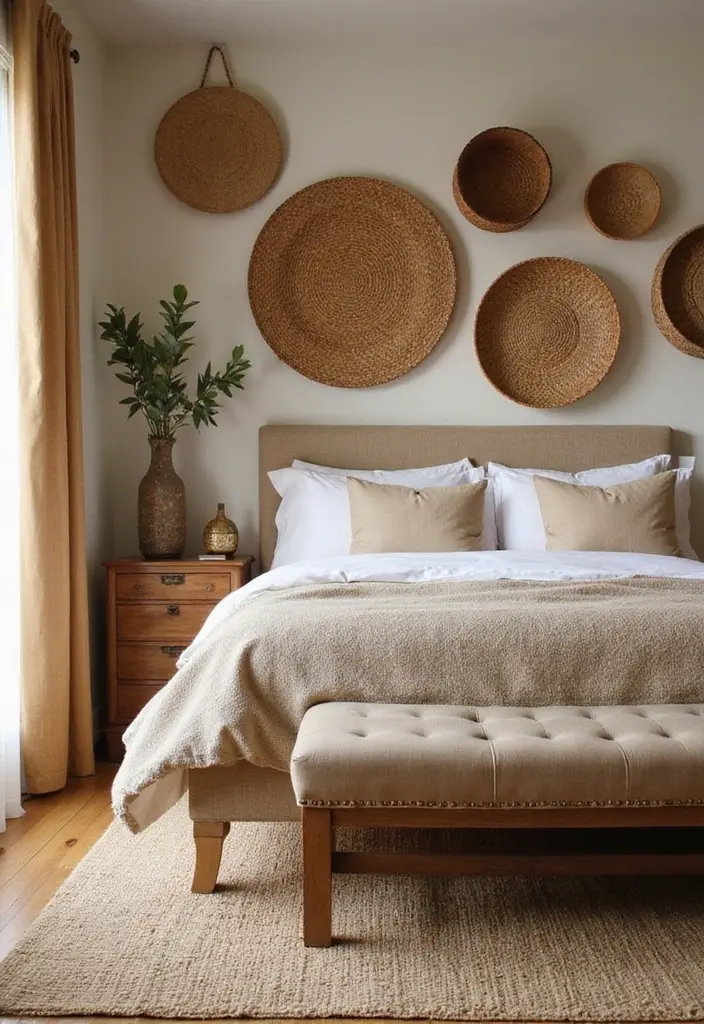 Handwoven Baskets in Bedroom