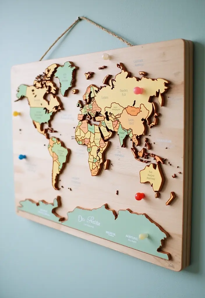 Interactive Map Board on Pegboard