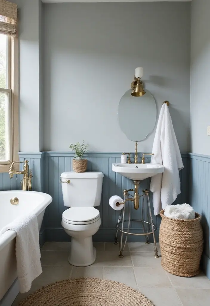 Calming Dusty Blue-Gray Bathroom Palette