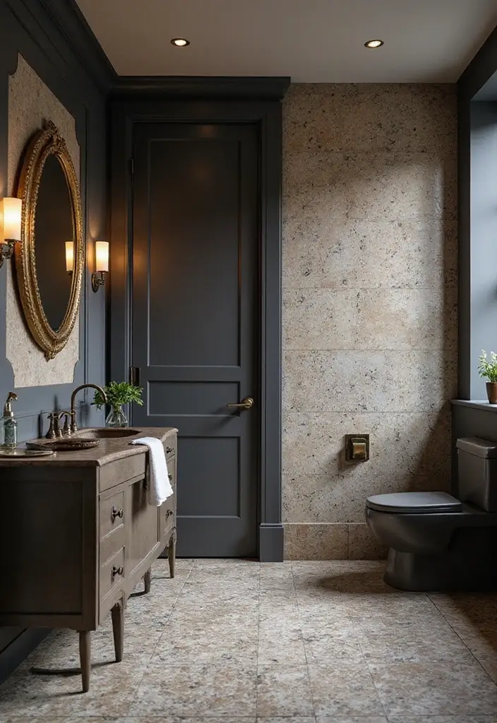 Luxurious Midnight Gray Bathroom Palette