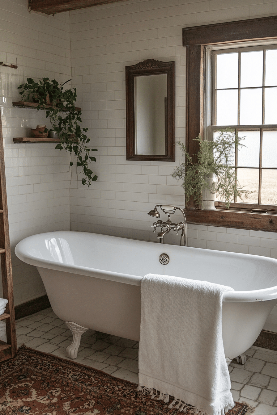 Minimalist bathroom with clawfoot tub and simple decor