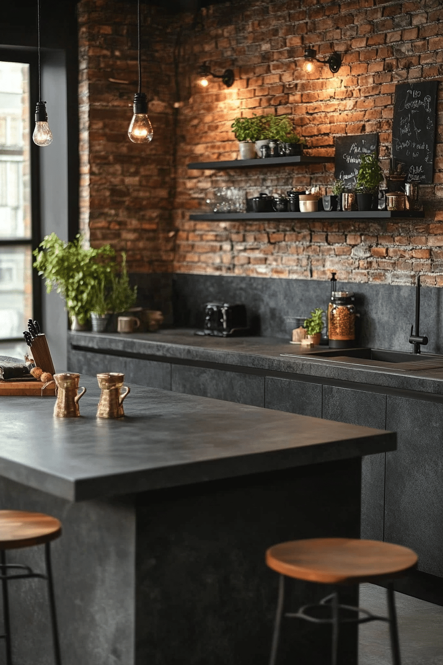 Industrial style black kitchen