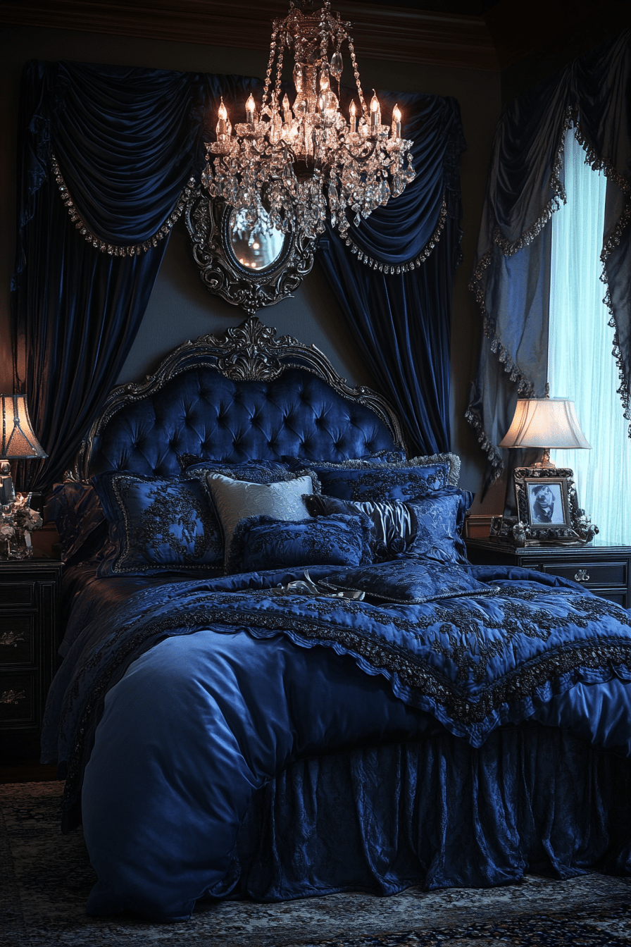 Elegant bedroom with plush fabrics