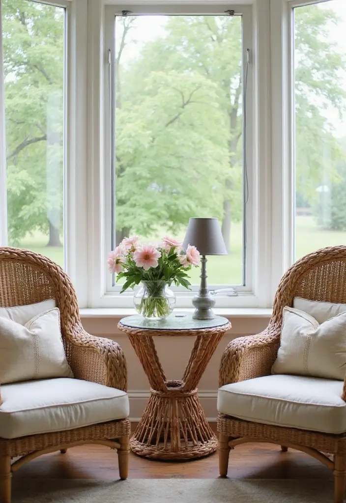 Compact Wicker Side Table with Storage