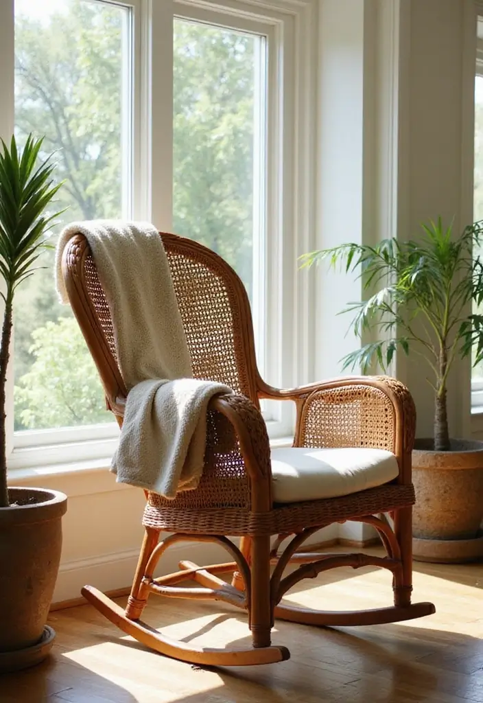 Vintage-Inspired Wicker Rocking Chair