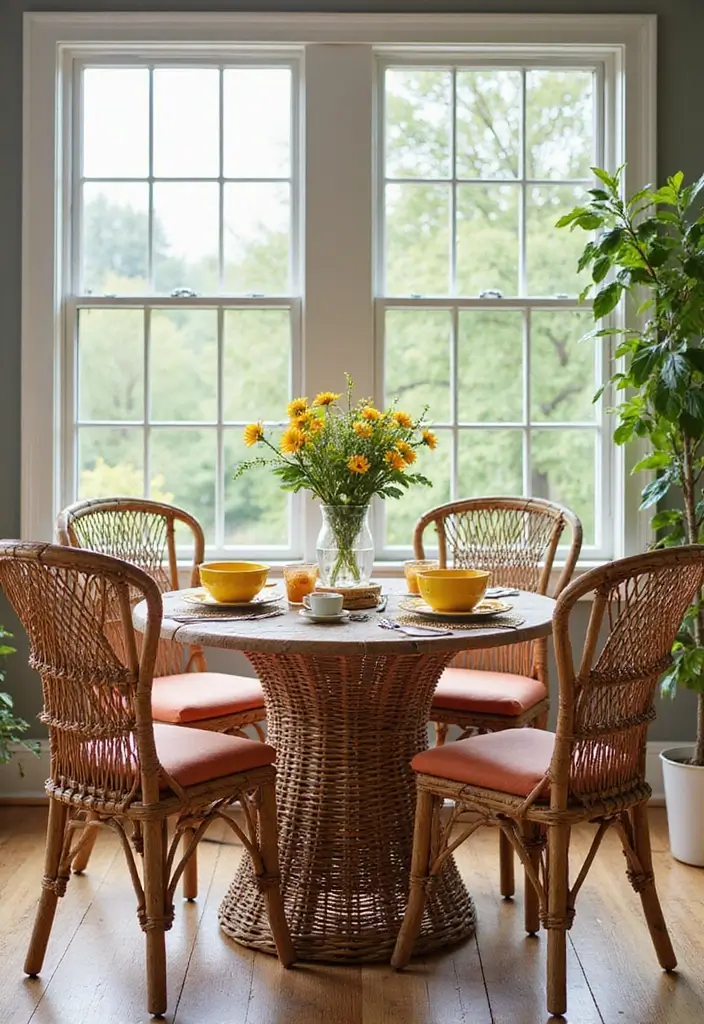 Charming Wicker Dining Set for Small Spaces