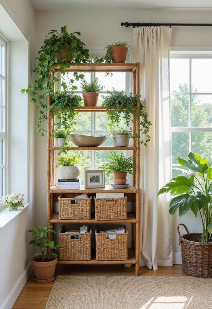 Vertical Wicker Shelving Unit