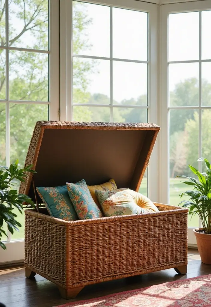 Stylish Wicker Cushion Storage Box