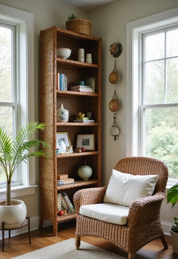 Charming Wicker Bookcase