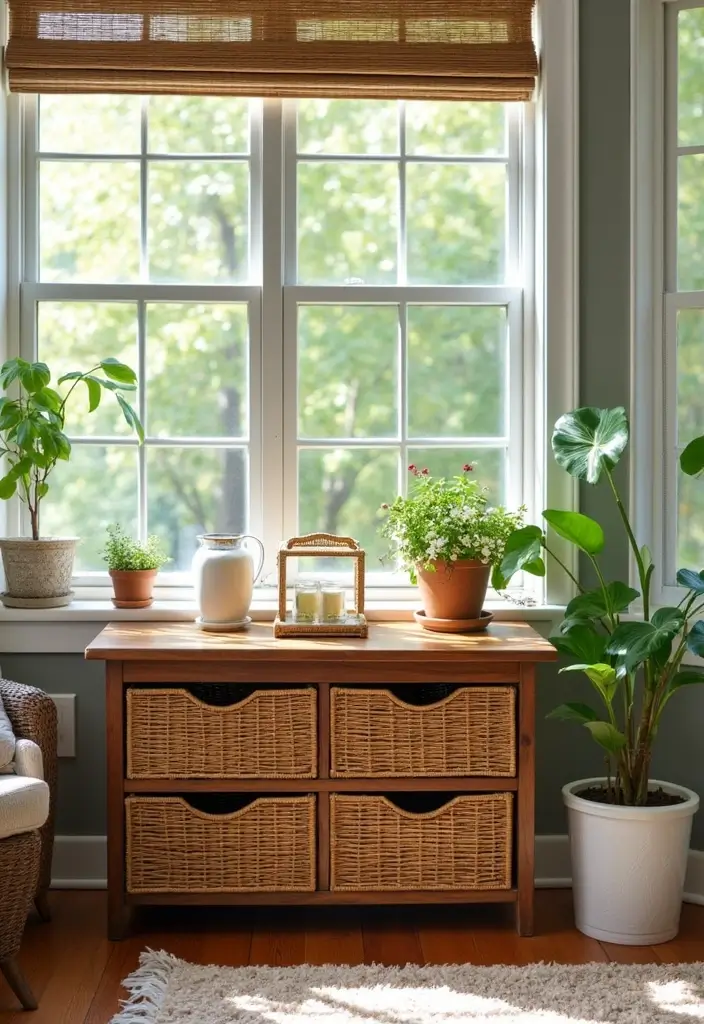 Organized Wicker Drawer Storage