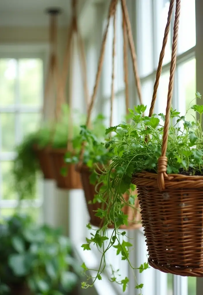 Elevated Wicker Hanging Planters