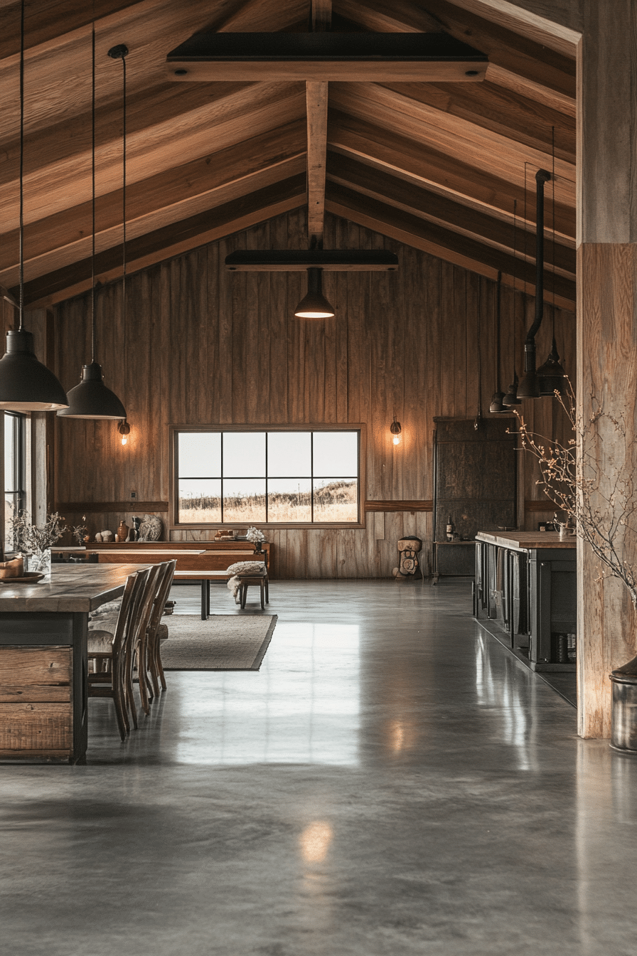 Minimalist barn house with open spaces and simple design