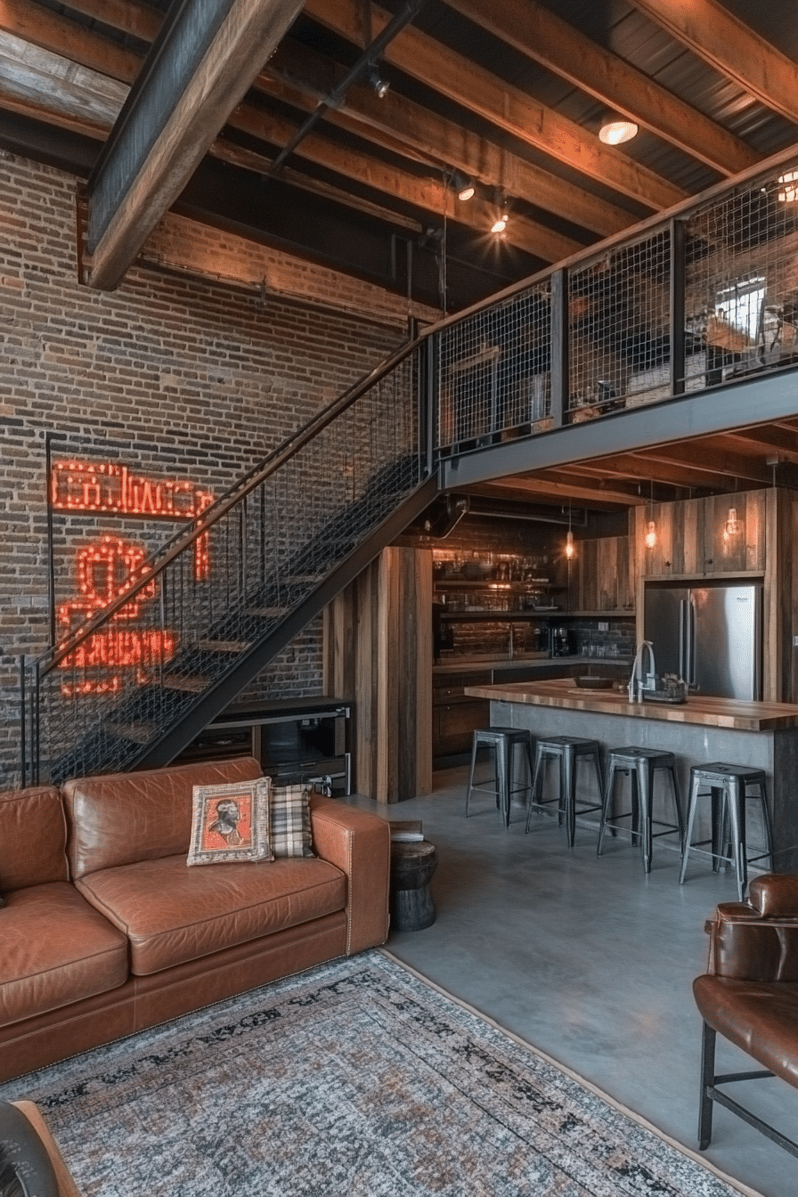 Barn house blending industrial materials with rustic design