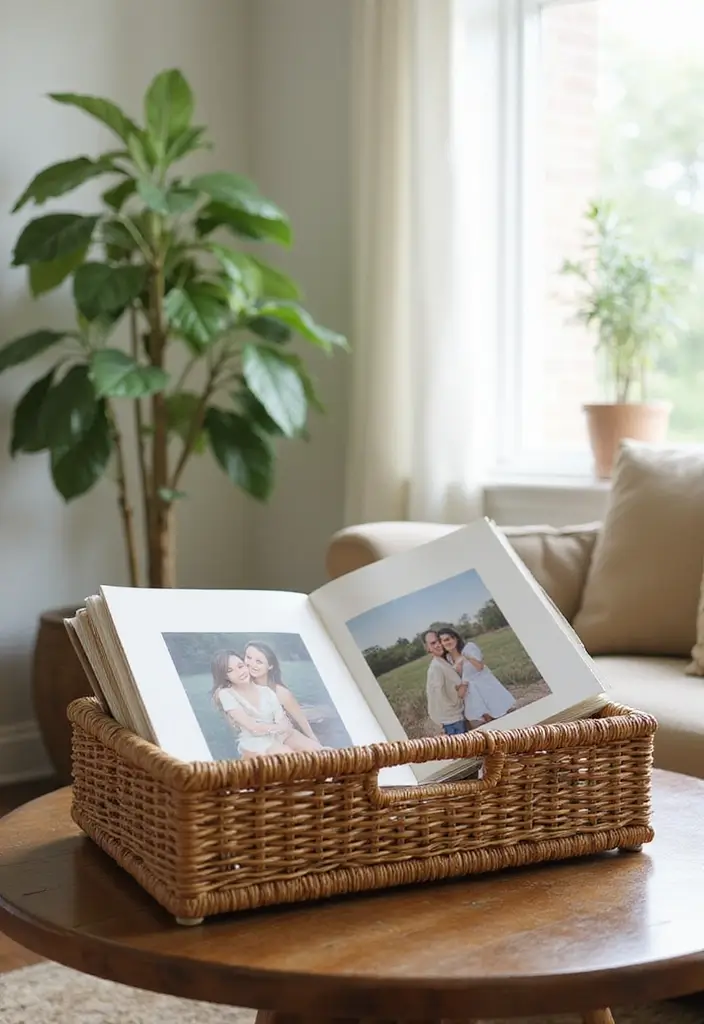 Charming Wicker Photo Album Holder