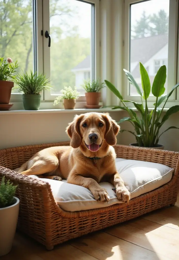 Cozy Wicker Dog Bed