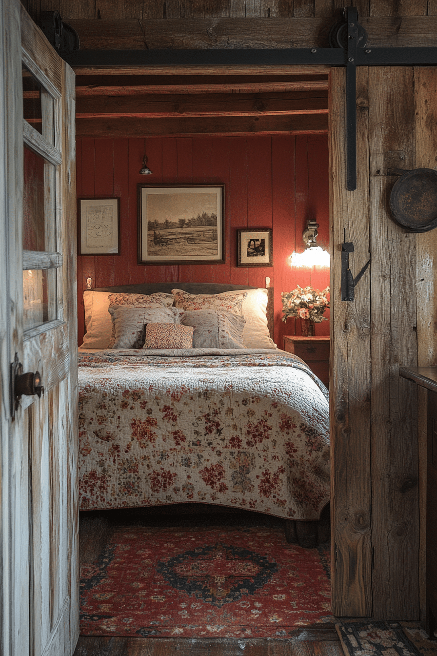 Compact barn style guesthouse with rustic interior