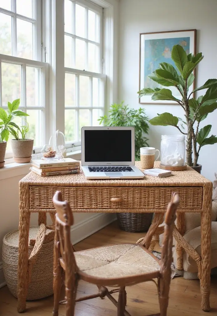 Functional Wicker Desk