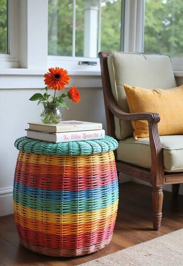 Versatile Wicker Garden Stool
