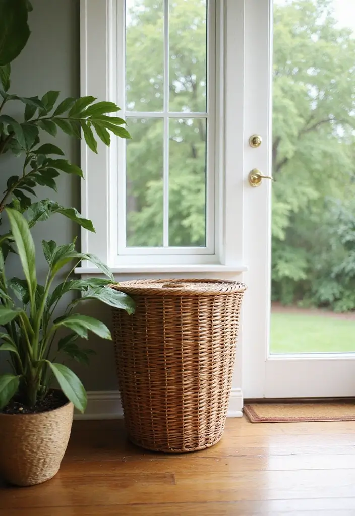 Discreet Wicker Trash Bin