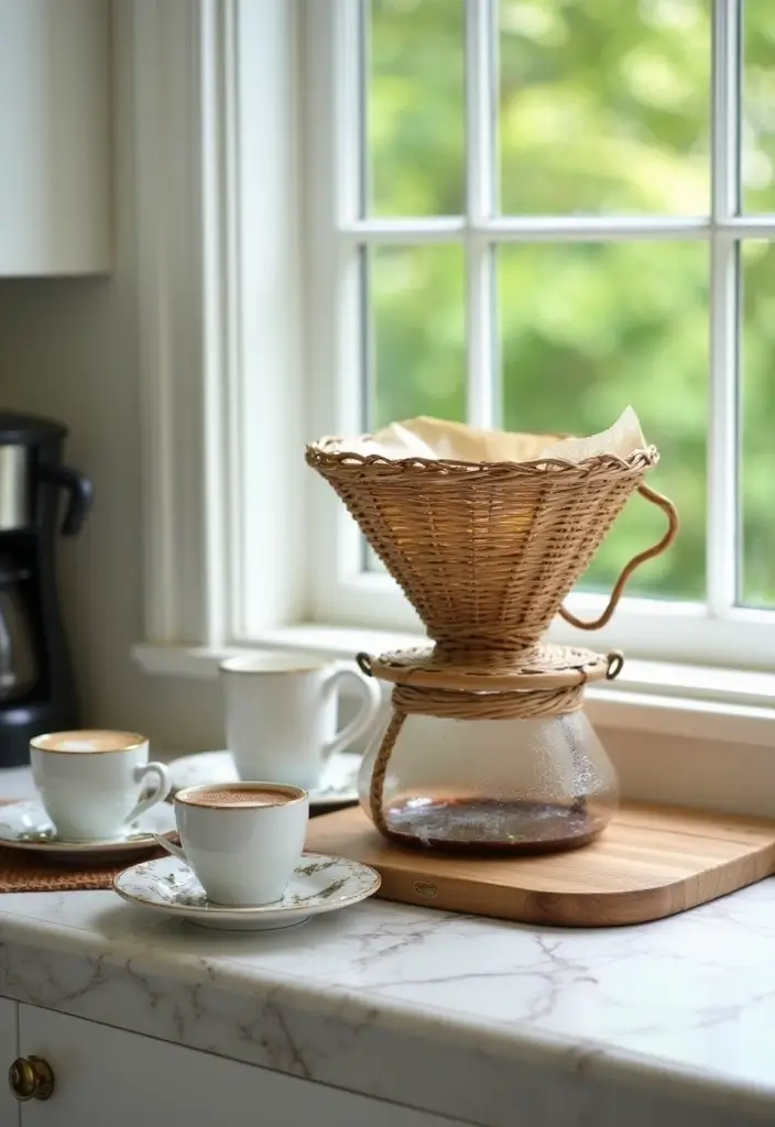 Charming Wicker Coffee Filter Holder